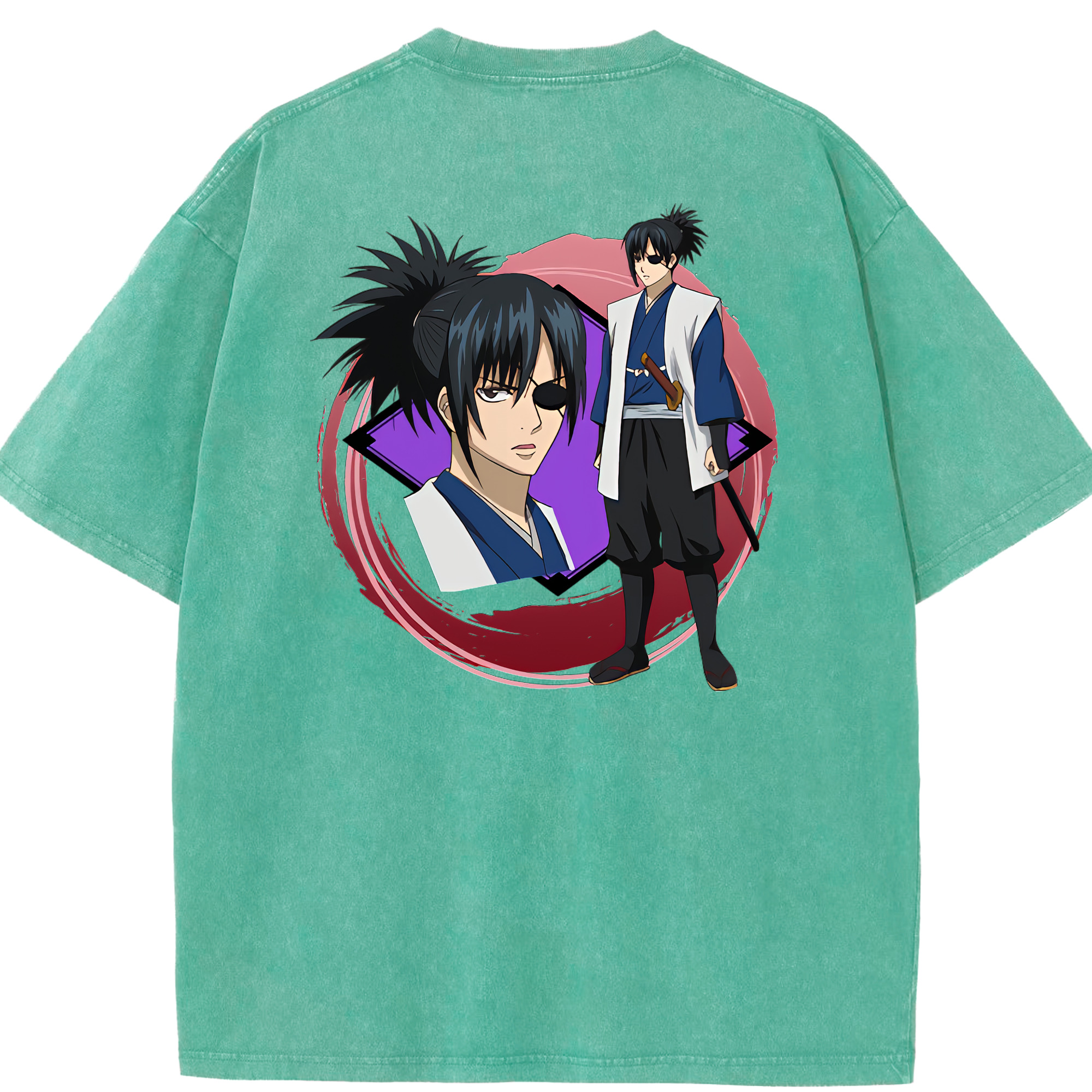 （画像用） ぎんたま 坂田銀時（さかたぎんとき） 神楽 志村新八（しむら しんぱち） GINTAMA Sakata Gintoki Kagura Shimura Shinpachi 綿100% ヴィンテージ風 半袖Tシャツ（背面プリント）